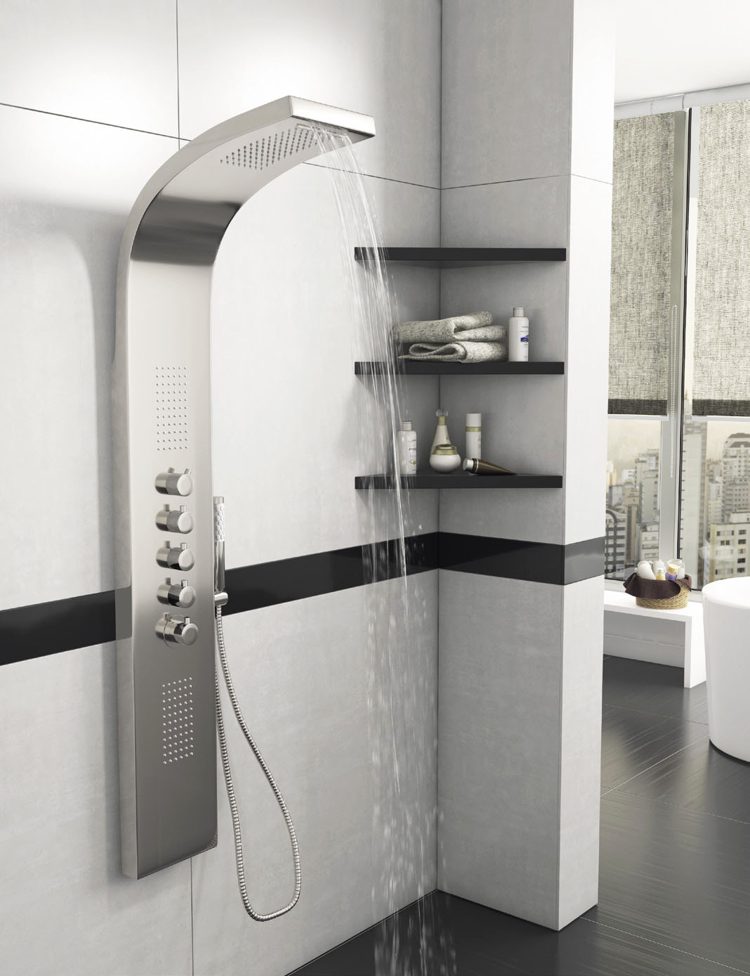 The N862 Stream Shower Panel With Waterfall from VIP Bathrooms - now only 429.99 GBP!